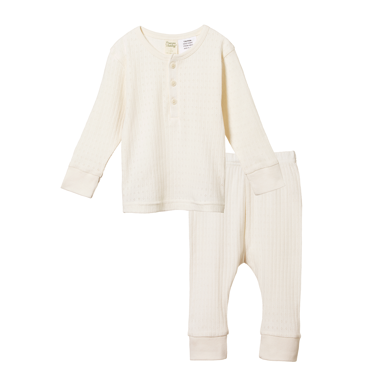 2Pc Long Sleeve Pointelle Pyjamas - pj sets - Nature Baby