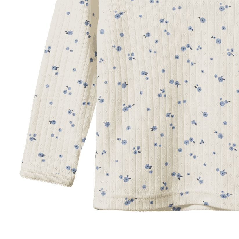 2PC LONG SLEEVE PYJAMA SET POINTELLE | Daisy Print-Extra Img - 1