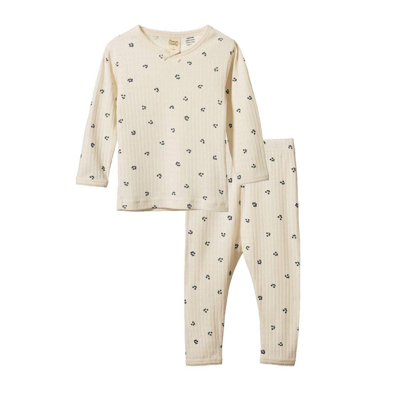 2Pc Long Sleeve Pyjama Set Pointelle - pj sets - Nature Baby