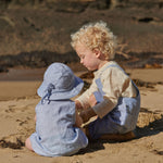 TUCKER SHORTIE OVERALLS LINEN | Blue Stripe-Extra Img - 1